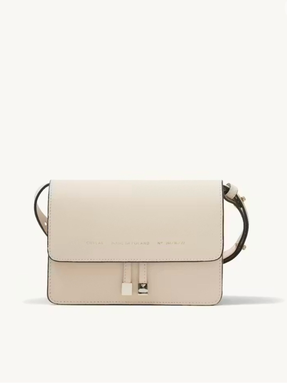 Chylak Structured Cream Leather Crossbody Bag with Minimal Hardware